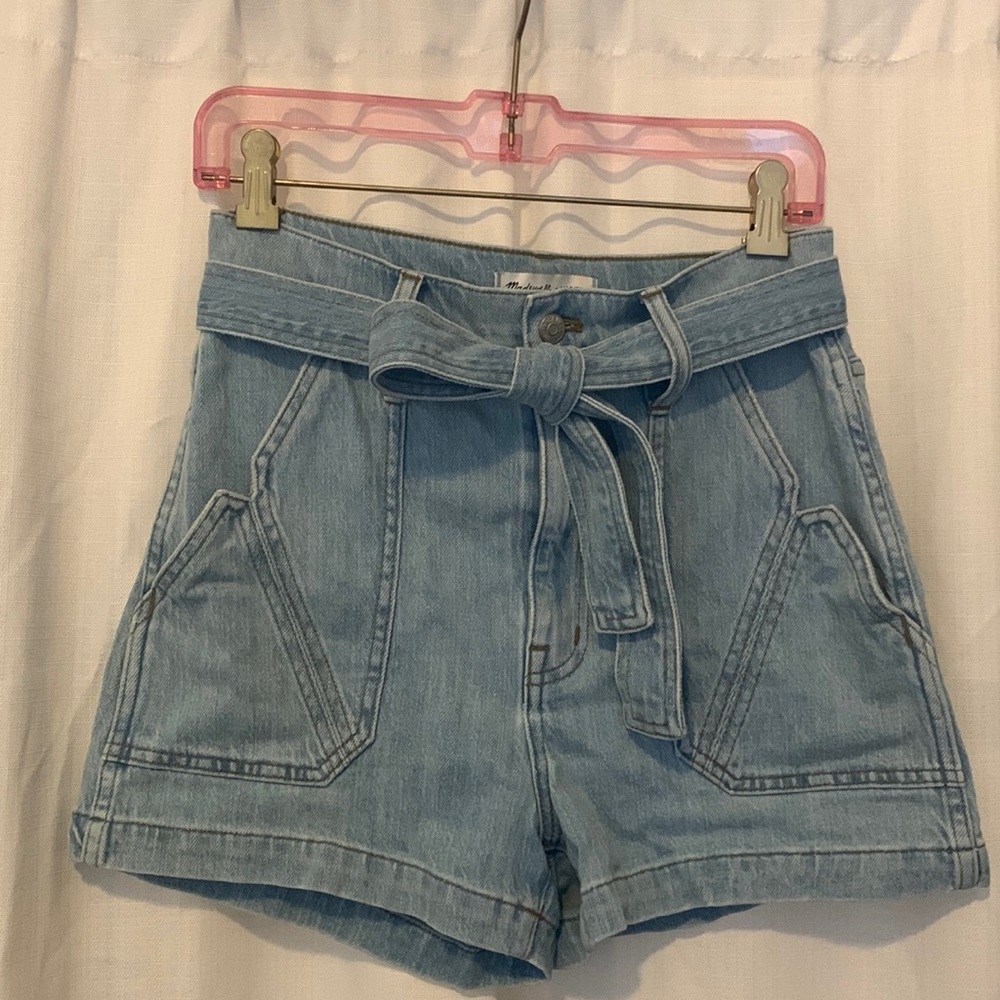 Madewell x Warm high rise tie denim shorts NWT